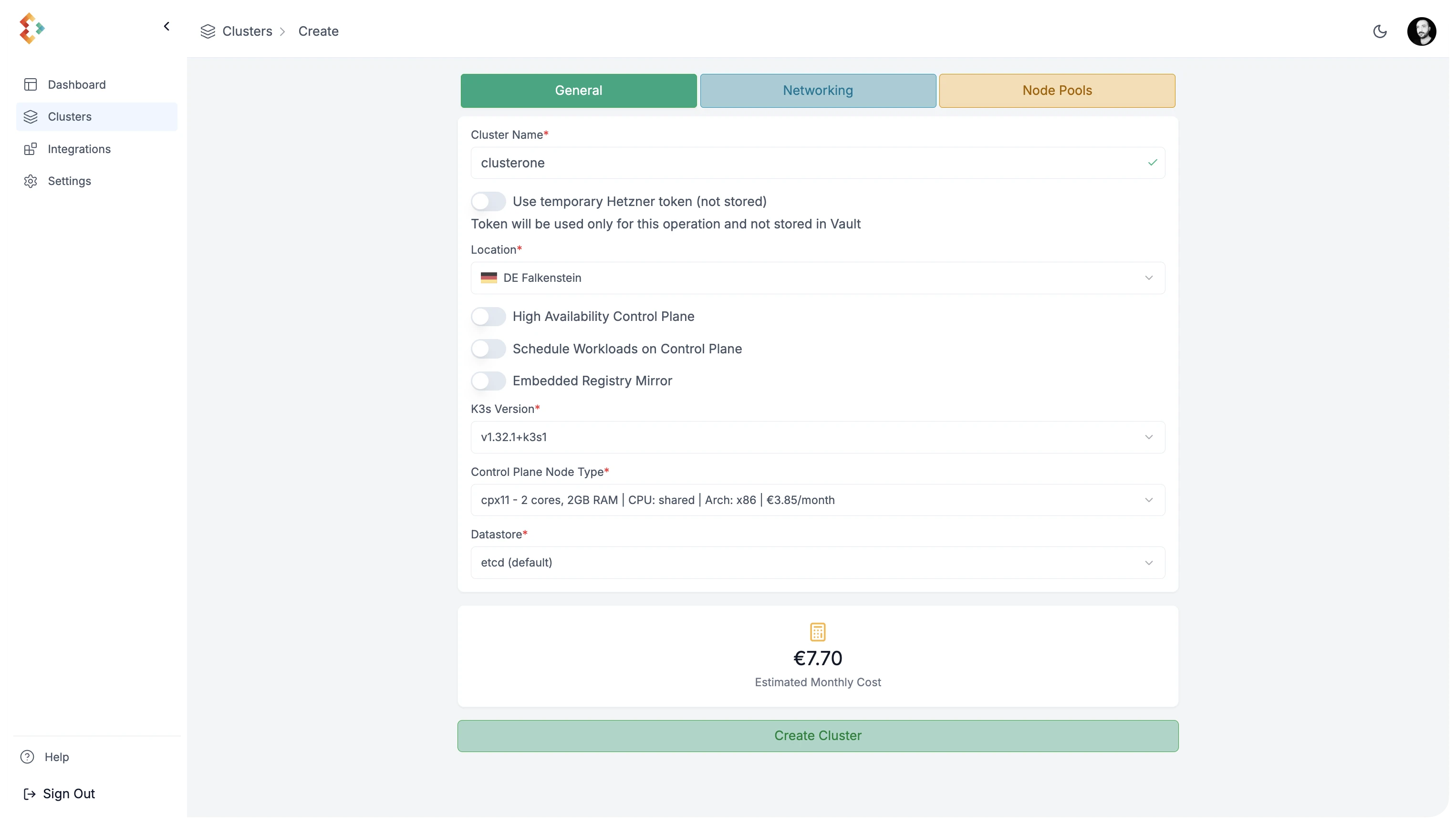 Provision Cluster